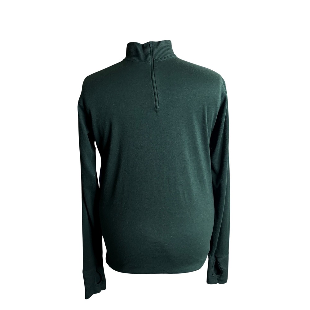 Cabelas Pullover Shirt Mens Large Tall Green Quarter Zip Thumbhole Mock Neck USA